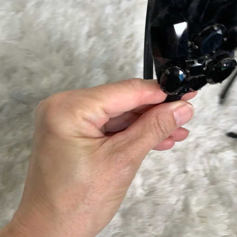 Black Feather Rhinestone Jewel Headband Halloween Dance Costume - Image 2