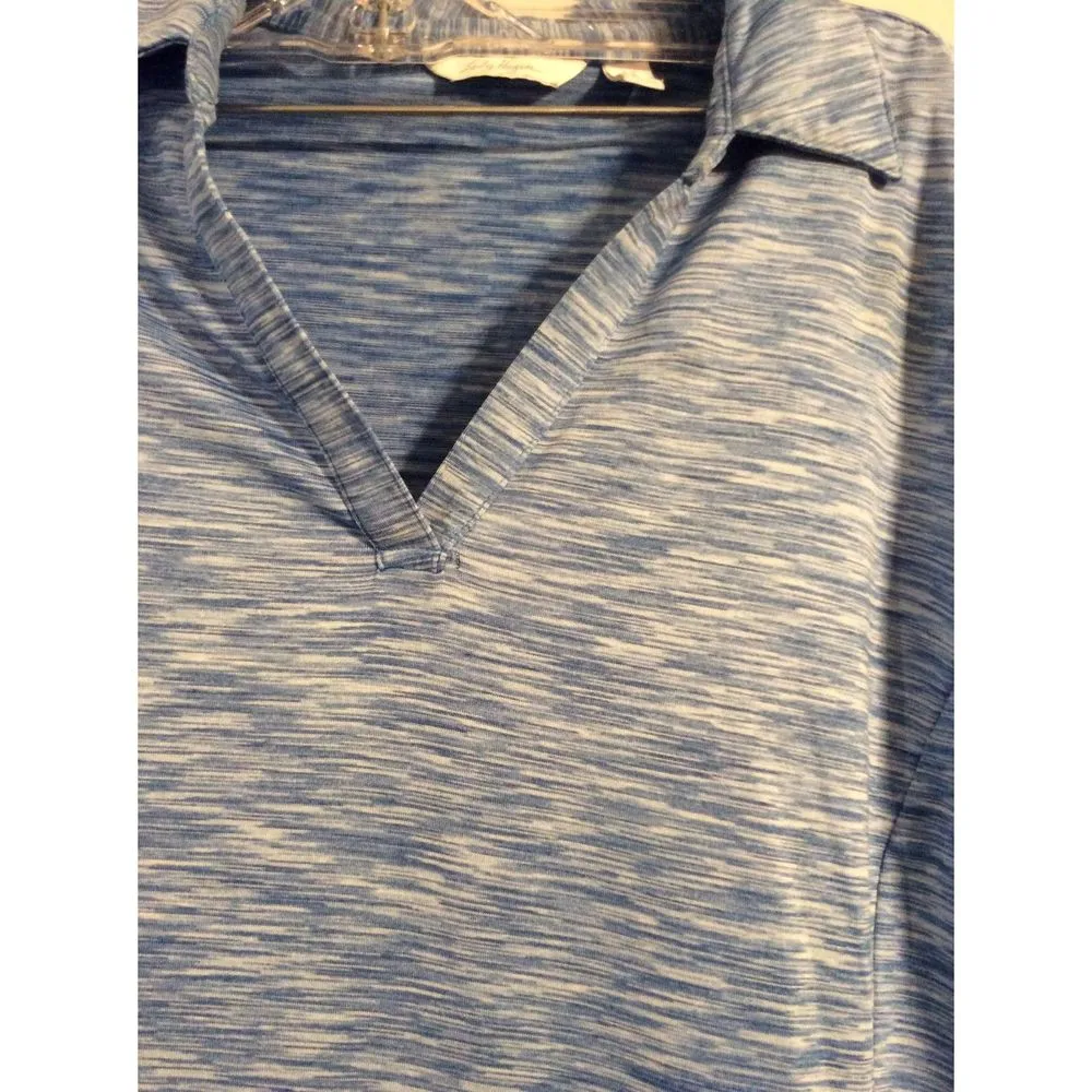 Lady Hagen blue variegated women golf polo Medium M short sleeve - Image 4