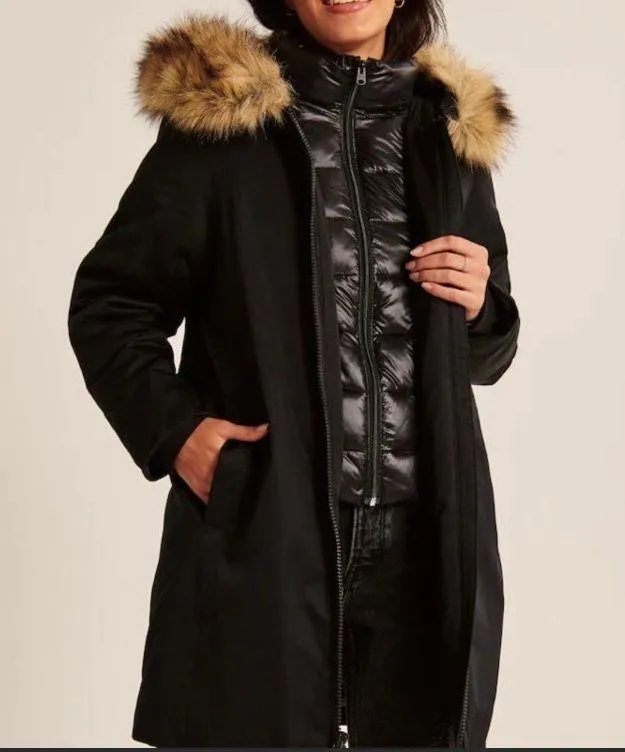 NWT black hooded tech parka - Image 2