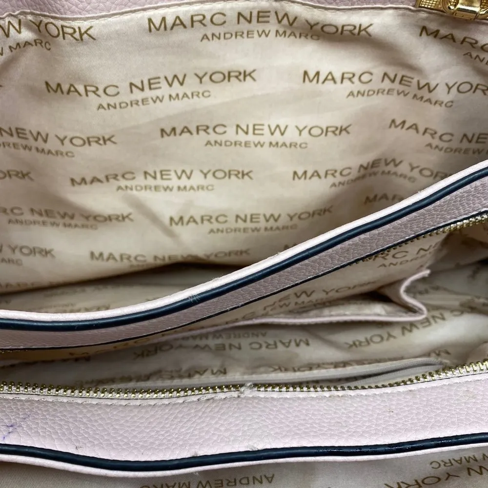 Andrew Marc Cream Leather Tote Bag - Image 8