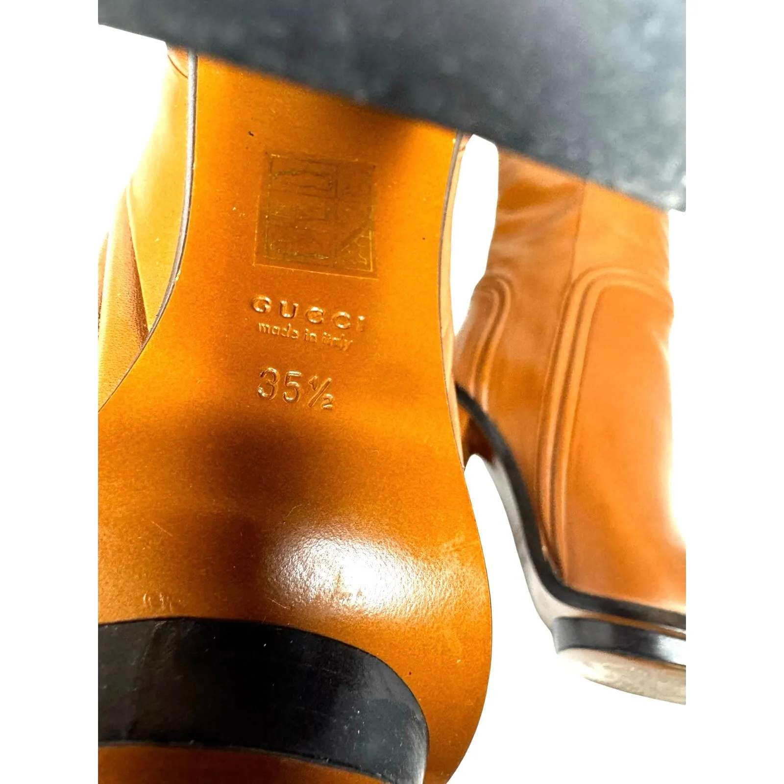 GUCCI  Brown Calfskin Lifford Over the Knee High Classic Boots in cocoa sz 35.5 - Image 11