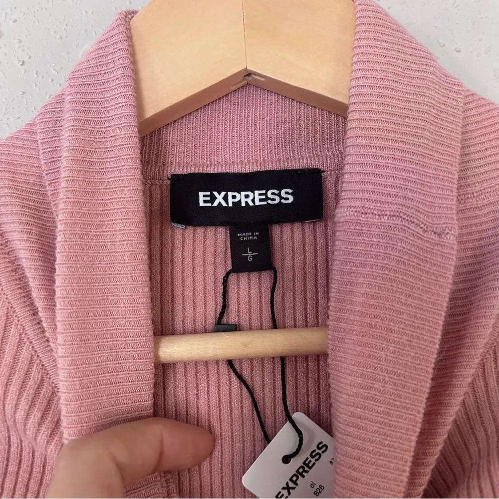 NWT Express Pink Ribbed Turtleneck Sweater Soft Comfy Stretch Pastel Large - Image 3