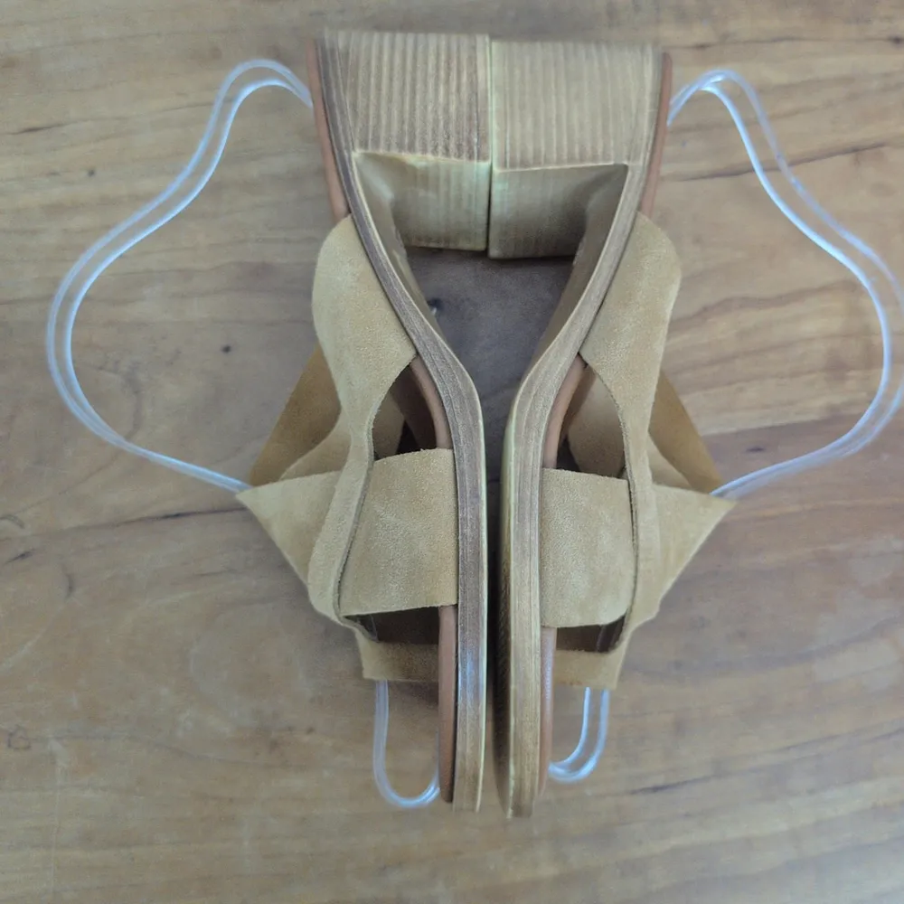 Mila Paoli Italian Made Suede Upper Heeled Sandals Size 9 Brown - Image 4