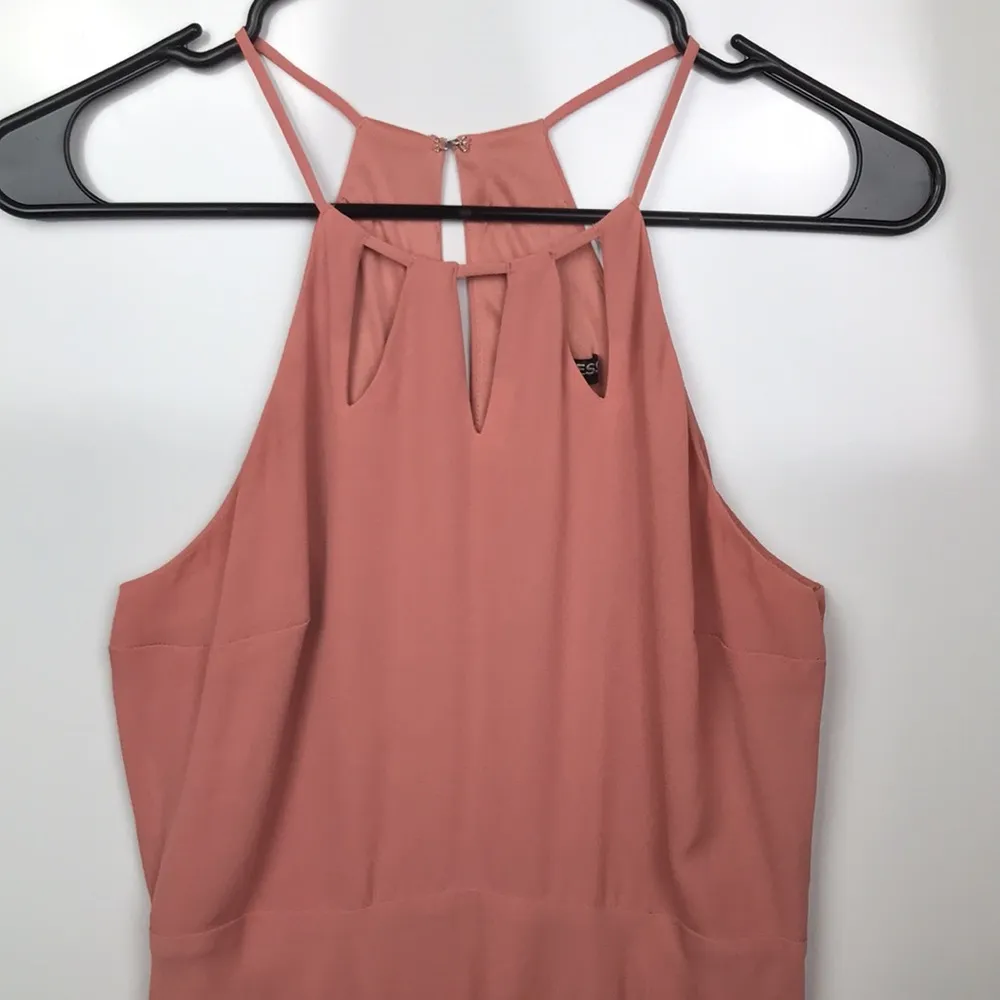 Express Women’s Chiffon Pink Cutout Detail Neck Pleated Sleeveless Dress - Image 2