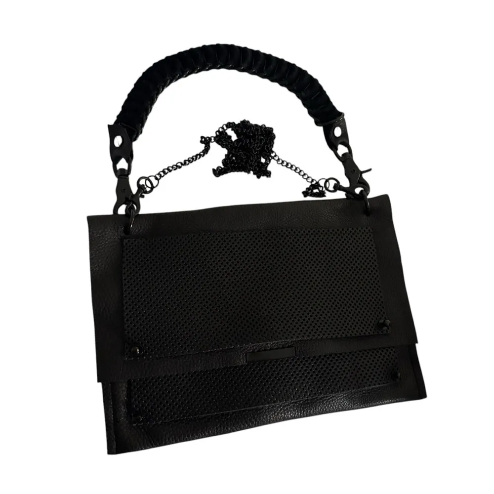 Convertible Black Leather Crossbody Bag Braided Chain Shoulder Bag Purse - Image 3