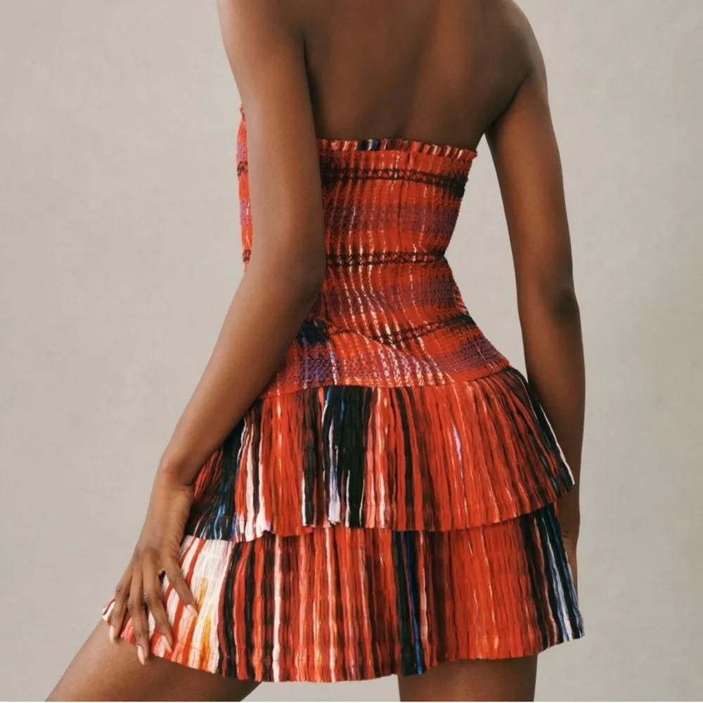 PLENTY BY Tracy Reese for Anthropologie Strapless Tiered Mini Dress Size… Red Size M - Image 2