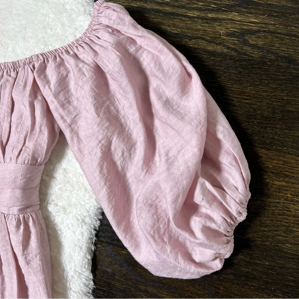 NWT Debbie Dabbie by Angel biba Blush Off Shoulder Tie Back Ruffle Mini Dress - Image 5