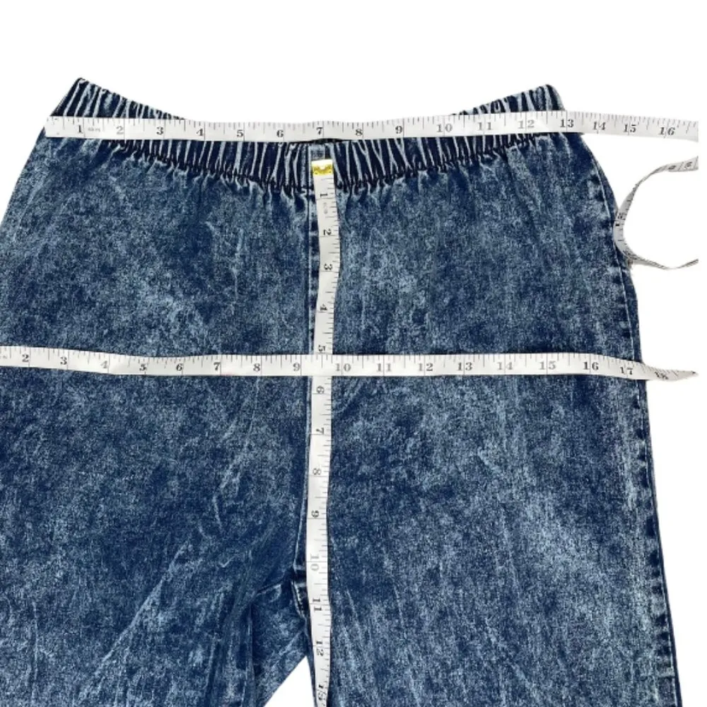 Denim 24/7 Acid Wash Pull On Stretch Waist Skinny Jeans Size 14W Casual Blue - Image 2