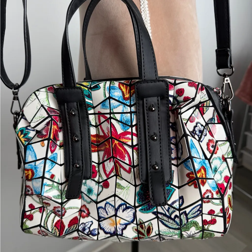 Patrizia Luca Multicolor Floral Satchel White - Image 3