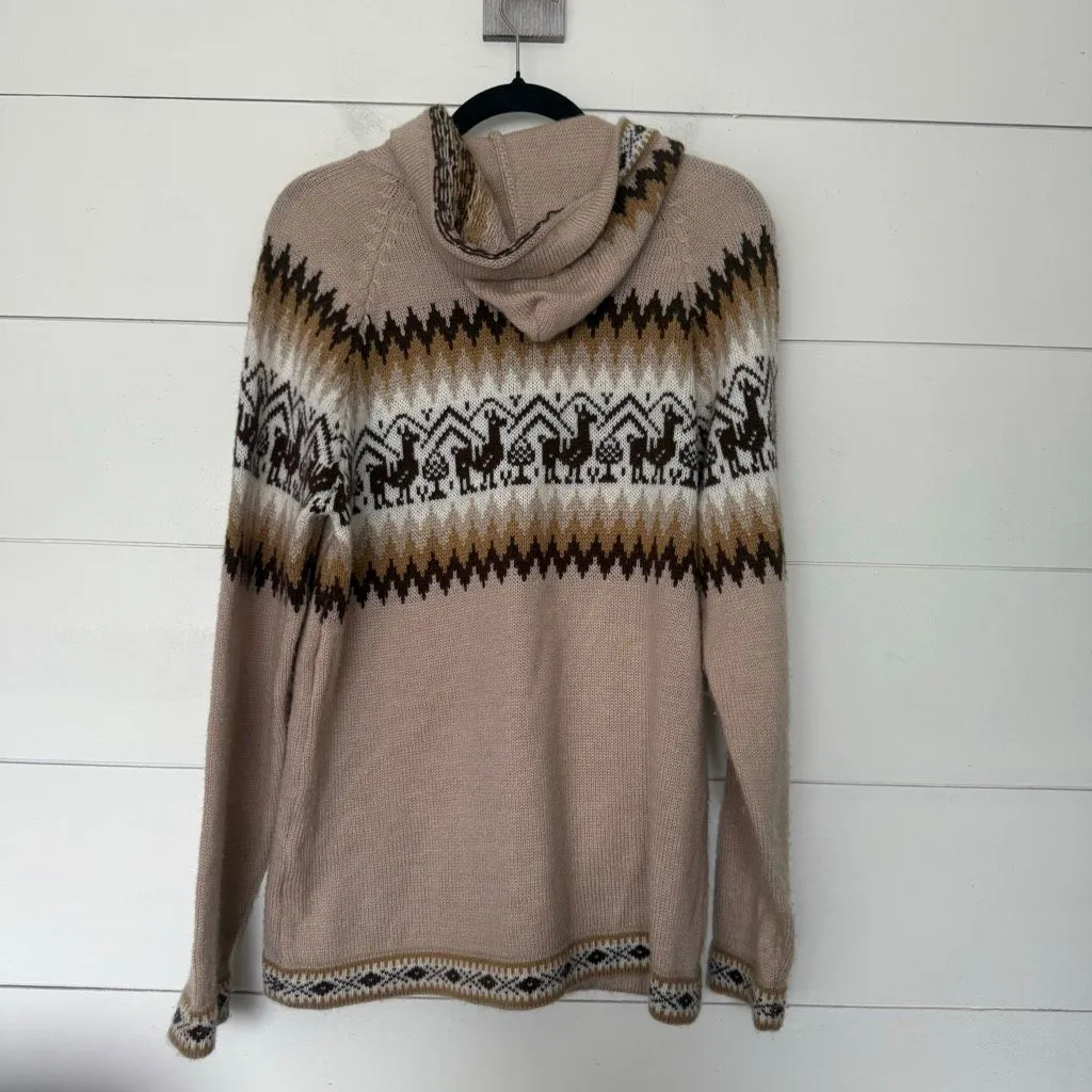 Alpaca Warehouse Adult Large Llama Full Zip Sweater Hooded - Image 3