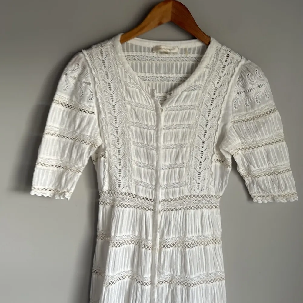 LoveShackFancy Flora Dress Antique White XS - Image 5