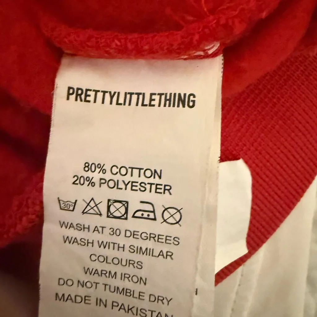 PrettyLittleThing Red Cropped Varsity Jacket XL - Image 6