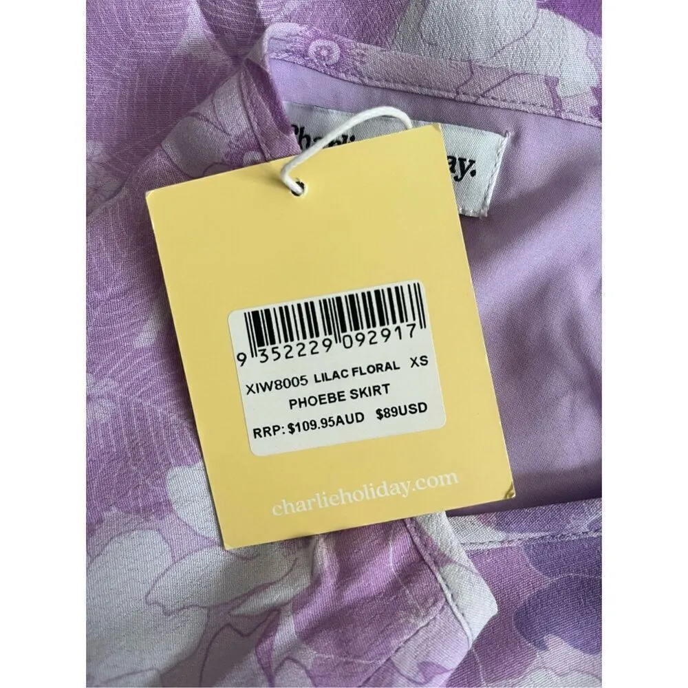 Charlie Holiday Anthropologie Lilac Floral‎ Phoebe Mini Skirt XS 2 - Image 3