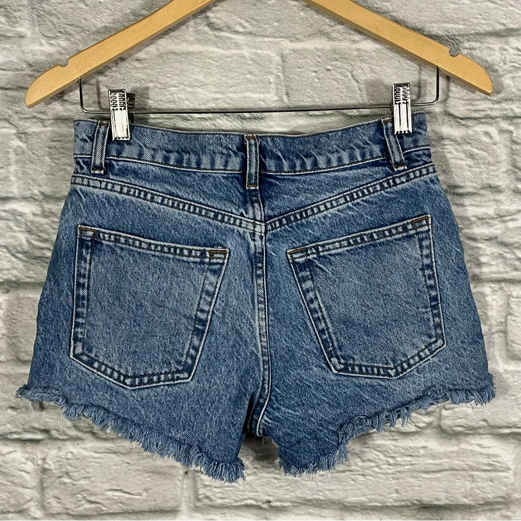 Reformation Charlie Colorado Blue Denim High Rise Cut Off Jean Shorts 25” - Image 4