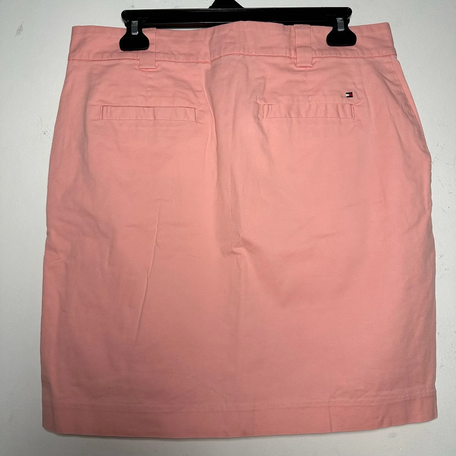 Tommy Hilfiger Pink Cotton Blend A-Line Skirt Size 6 Knee Length Utility Pockets - Image 2