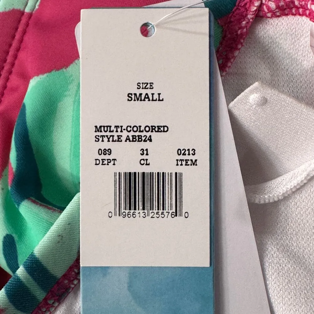 Beach Betty by Miracle Brands Small Bikini Top Swim Padded Cup Tropical Leaf New Green - Image 8