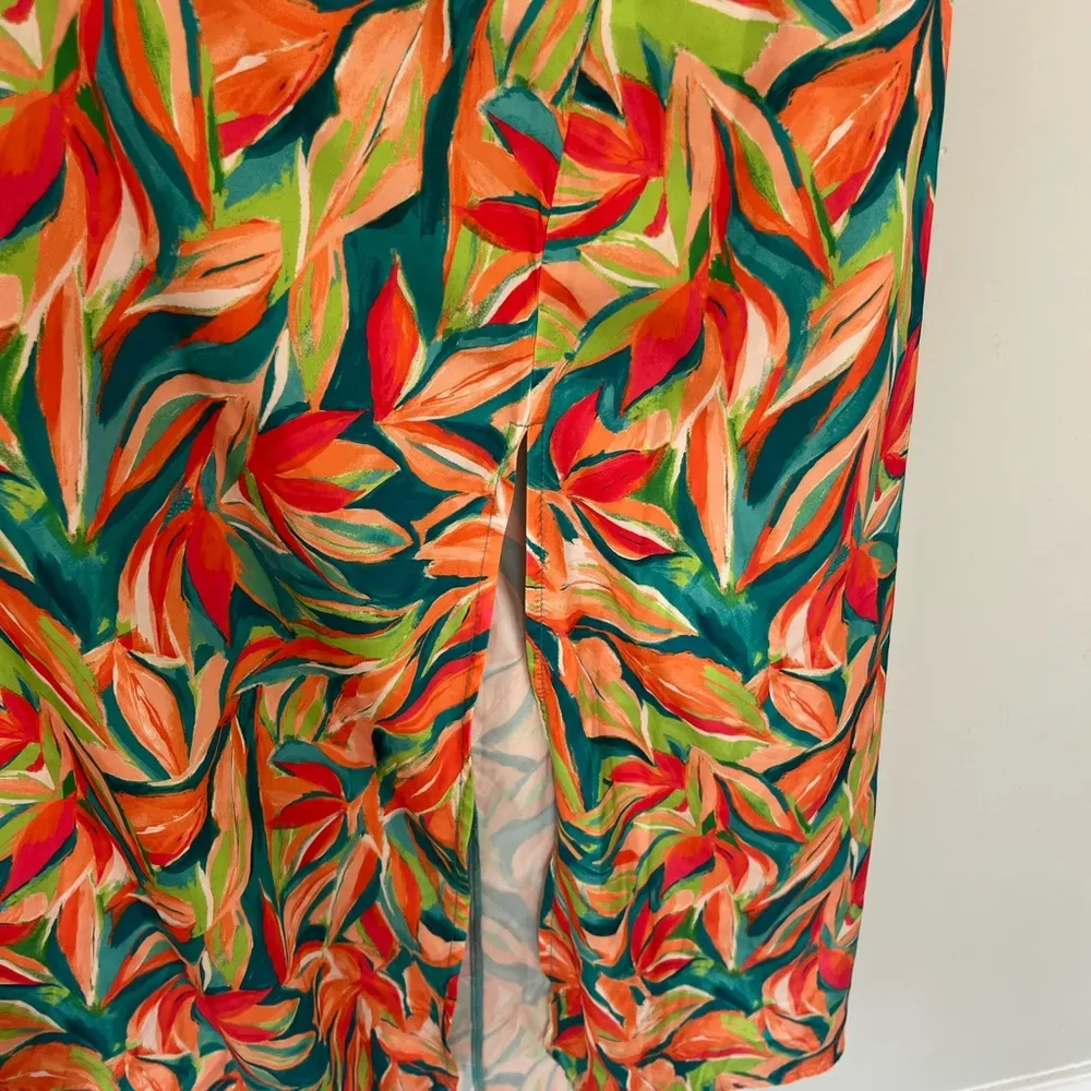 Nicole Miller Tropical Floral One Shoulder Maxi Dress Side Slit Women’s Size 14 - Image 5