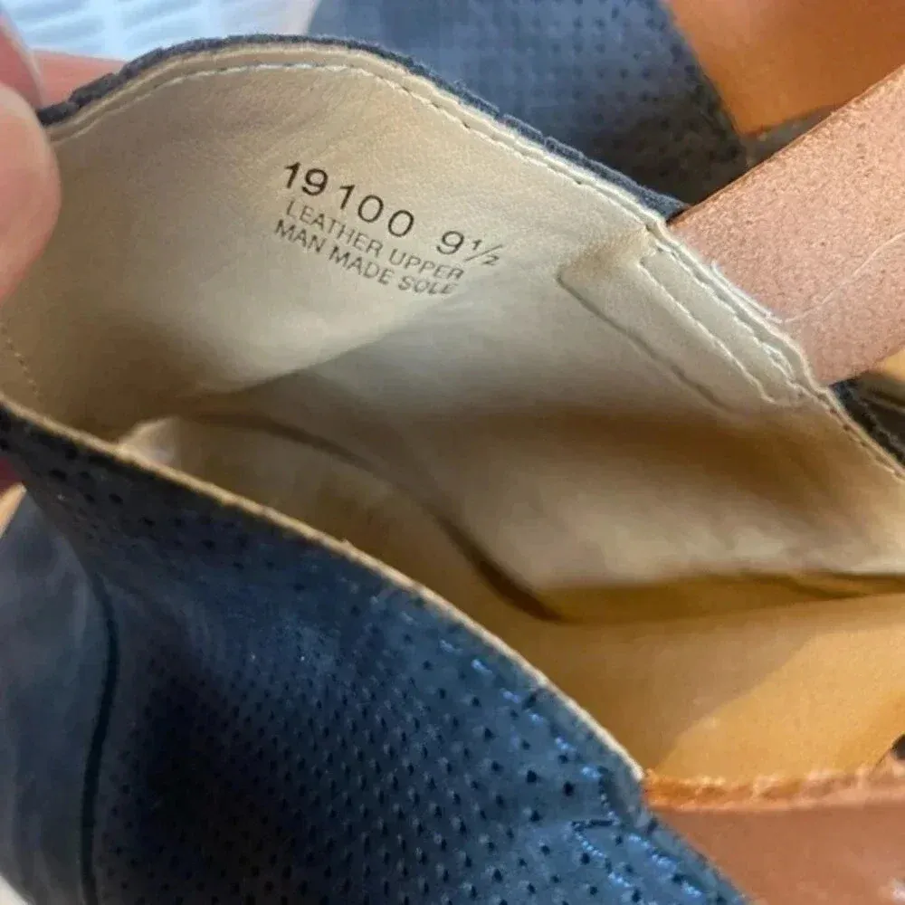 Sophia Milano Navy Suede Sandals Open Toe‎ Slingback Made In Italy size 9.5 Blue - Image 7