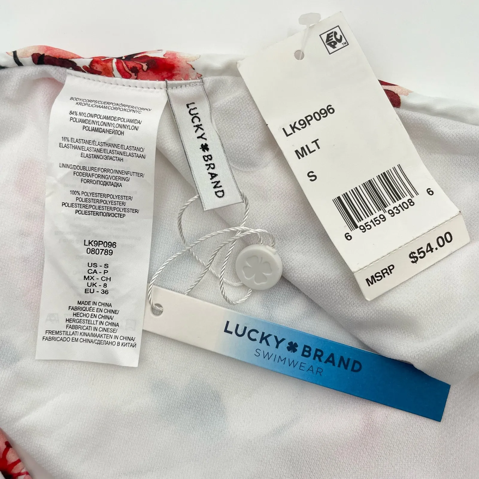 NEW Lucky Brand Pink White Floral Bikini Set Cordevalle 2 Piece Swimsuit Size S - Image 4