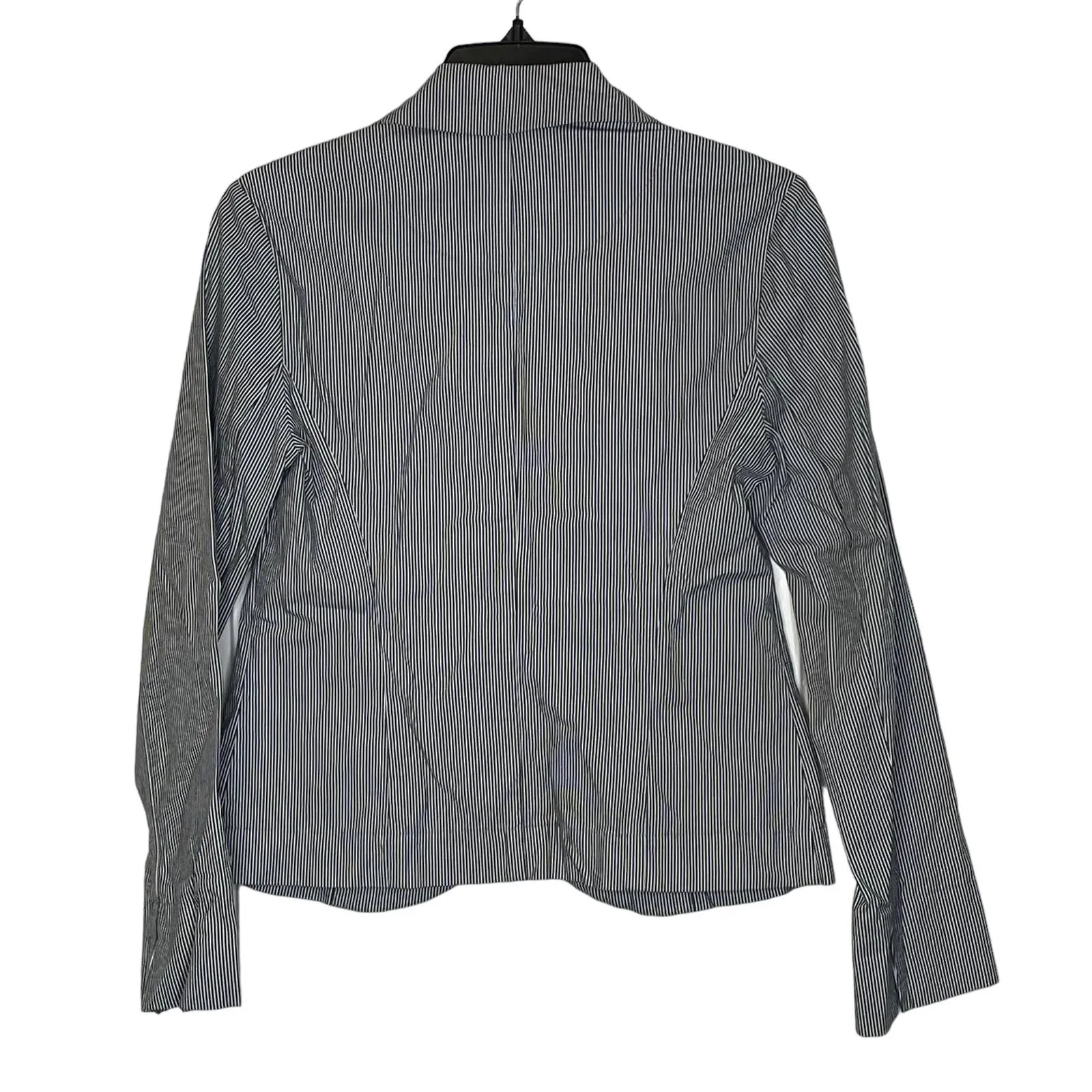 Talbots Petites Stretch Blazer Jacket Women 4 Long Sleeve Striped‎ Front Button - Image 8