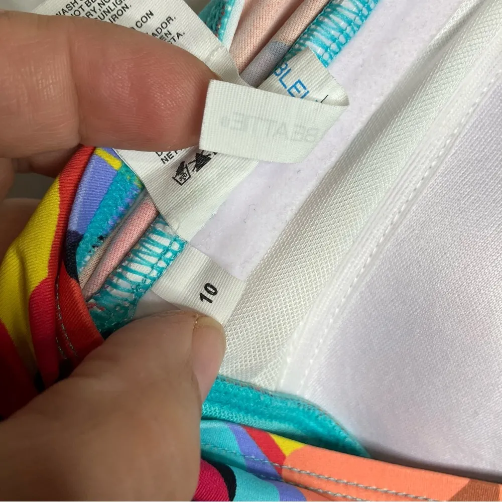 Bleu Rod Beattie multicolored leaf‎ pattern tankini top women’s size 10 summer - Image 9