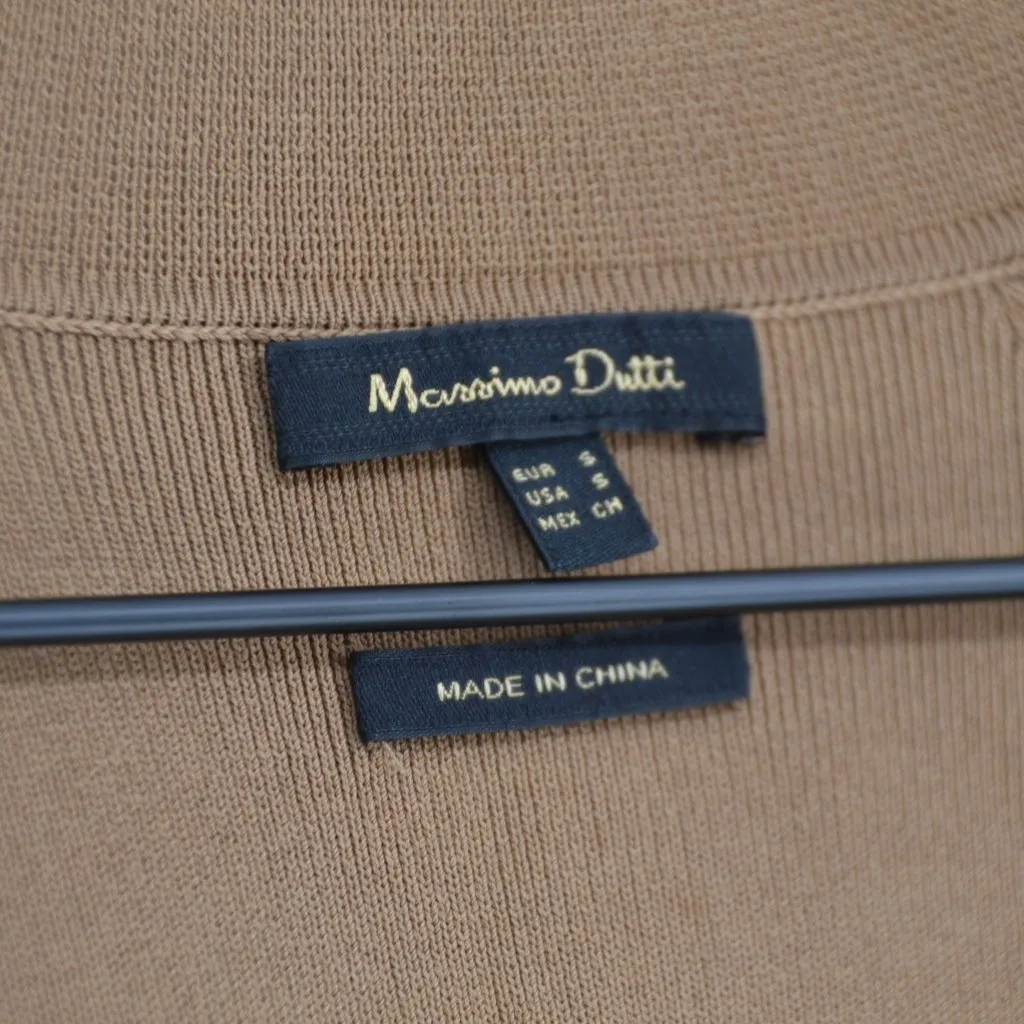 Massimo Dutti Belted Sweater Trench Coat Knit Longline in Camel Brown Women's S - Image 7