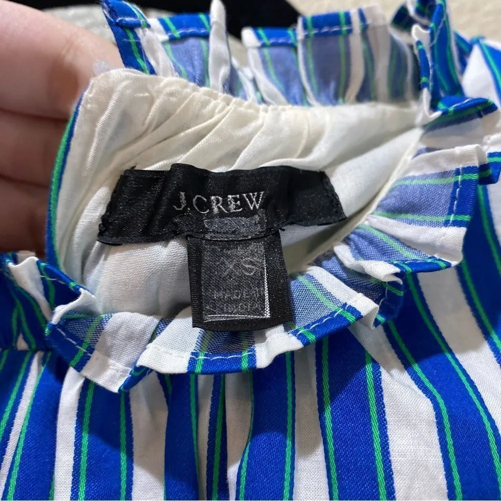 J. CREW Tiered Cotton Dobby Dress in Cape Stripe Ivory Cove Size Extra Small - Image 5