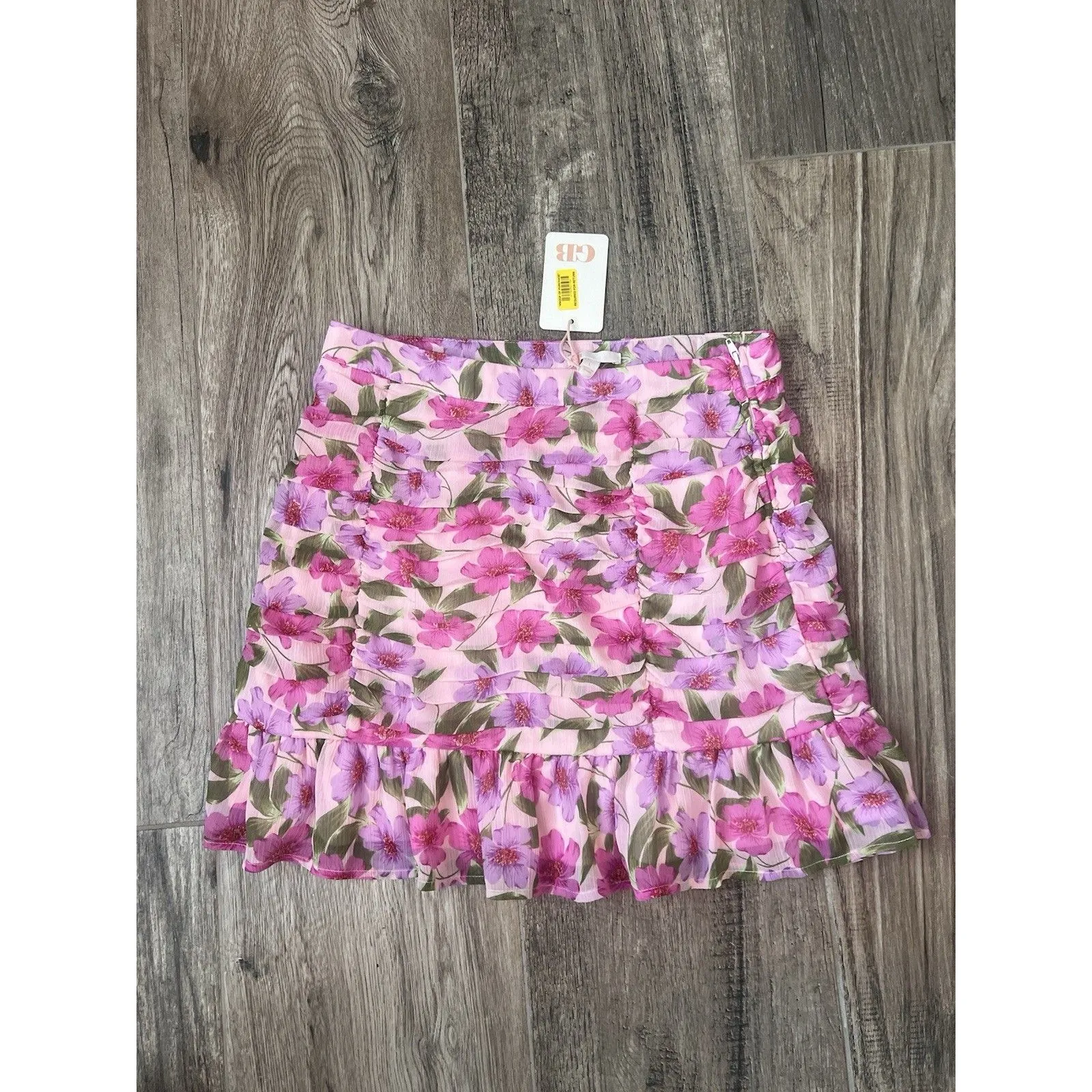 GIANNI B Floral Layered Knee Length Skirt Women’s LARGE SPRING SUMMER NWT #95 - Image 5