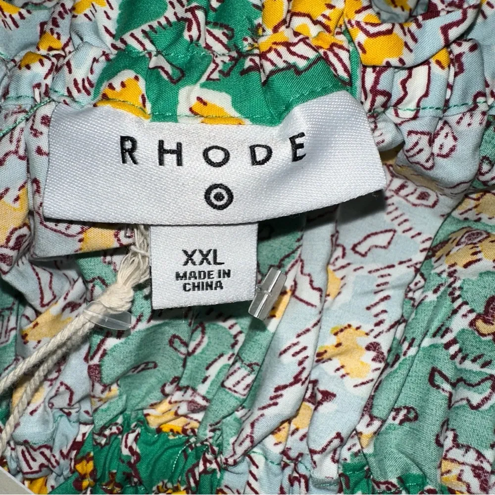 Rhode x Target Top Womens XXL Green Floral Stripe Crop Whimsical Y2K Boho NEW - Image 2