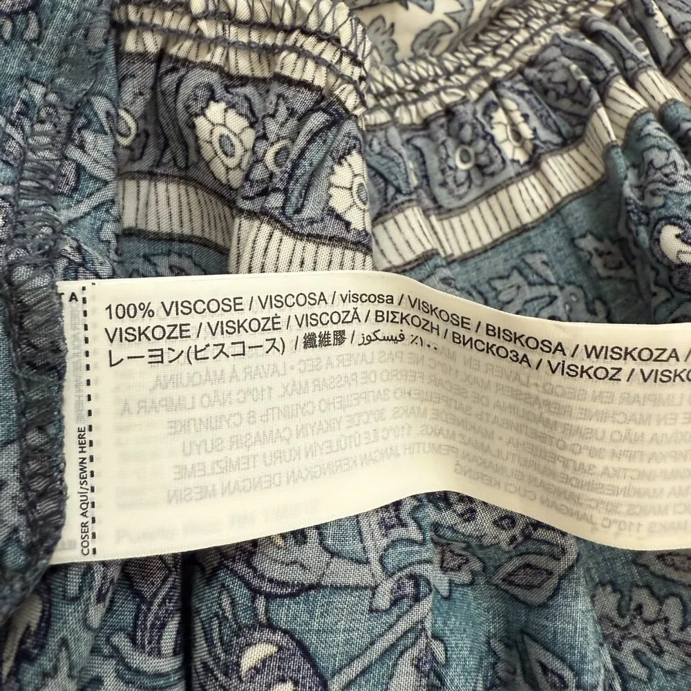 Mango Floral Paisley Print Button Up Tiered Maxi Dress Women's 2 Blue White NWT - Image 16