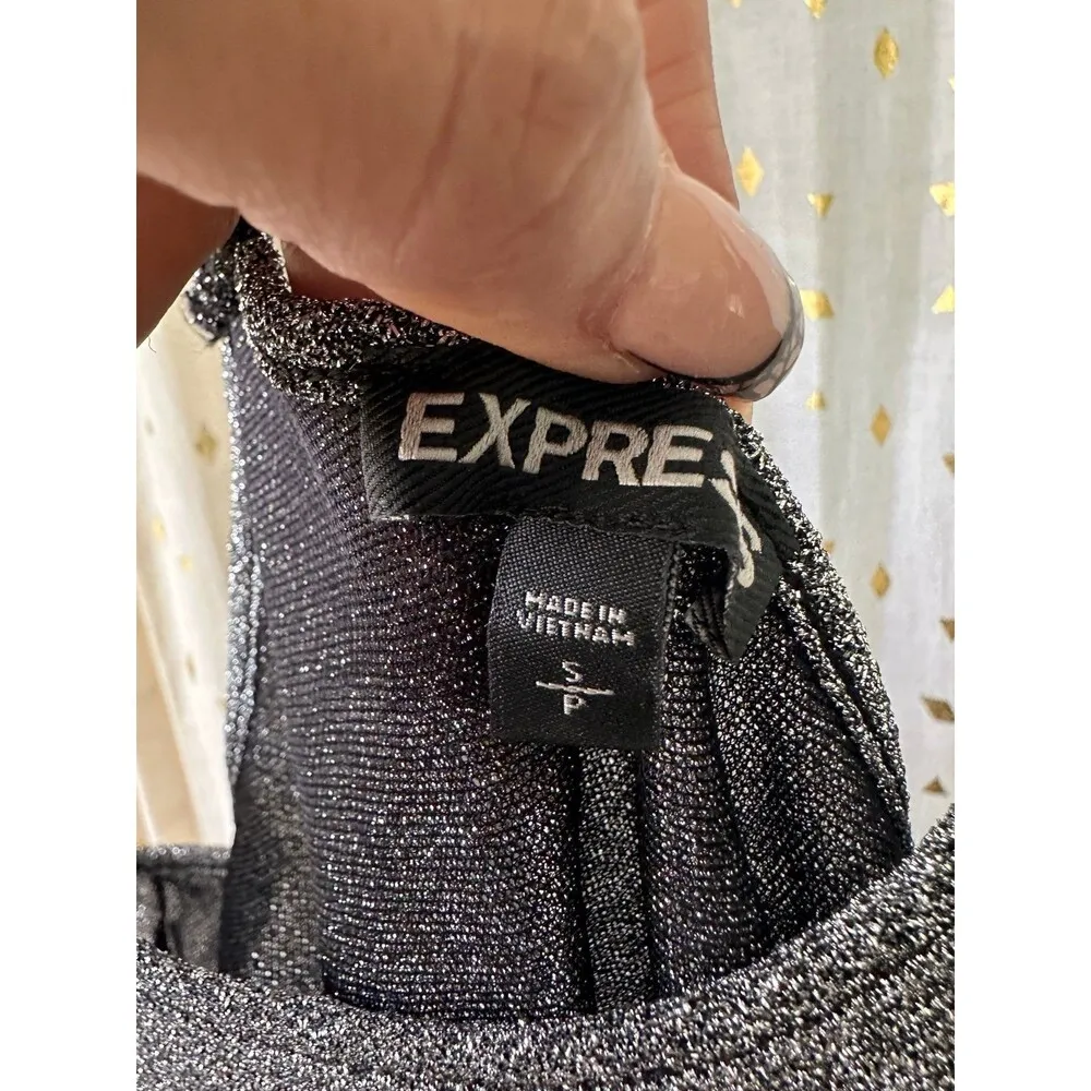 Express Women's Semi Sheer Metallic Shimmer Holiday Racerback Tank Top S - Image 5