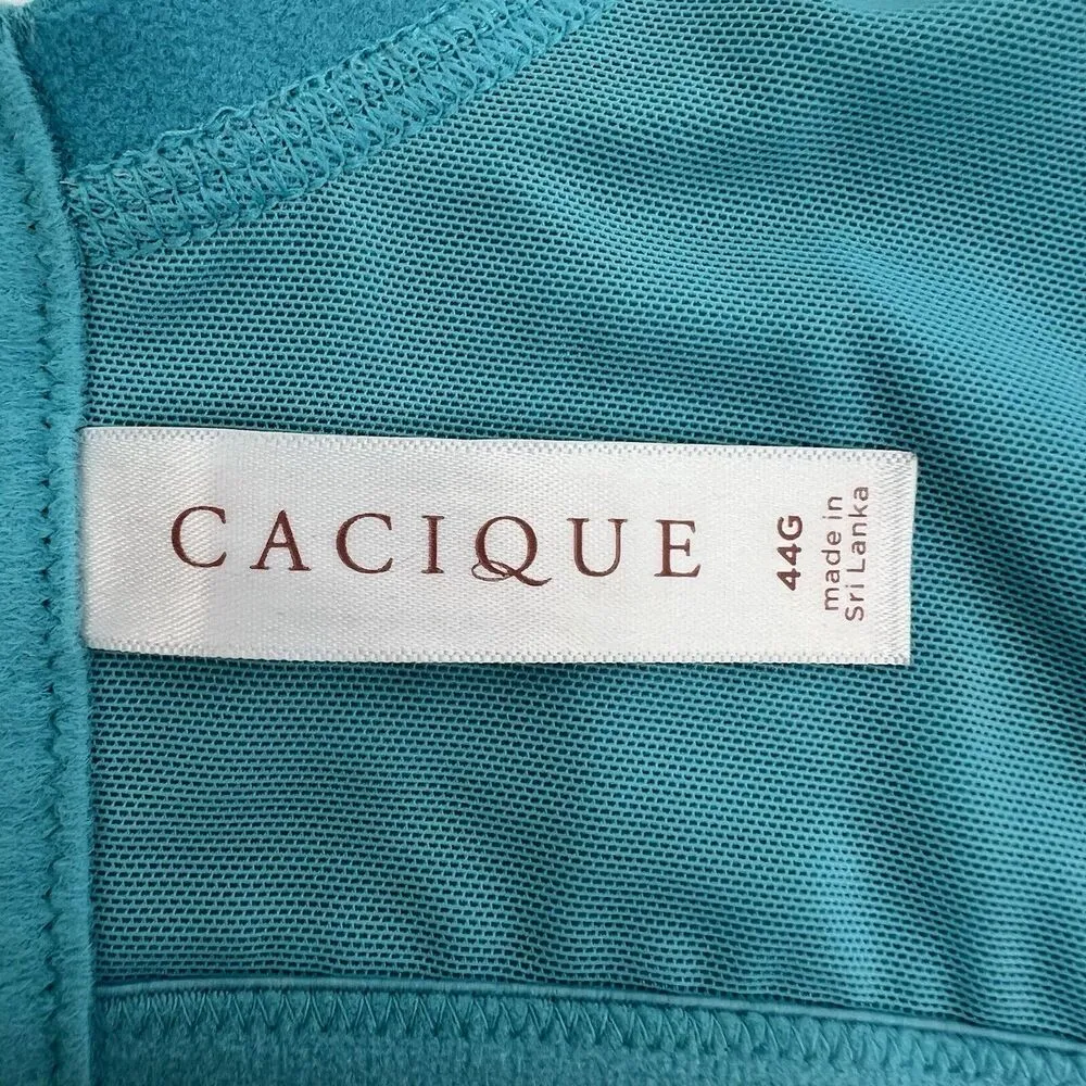 Cacique 44G Bra Boost Plunge Lined Padded Teal Lace Blend Underwired Women’s - Image 14