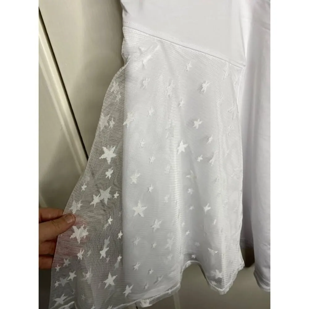 Eleven By Venus Williams Galaxy Tennis Dress W/Star Mesh Asymmetrical large White - Image 3