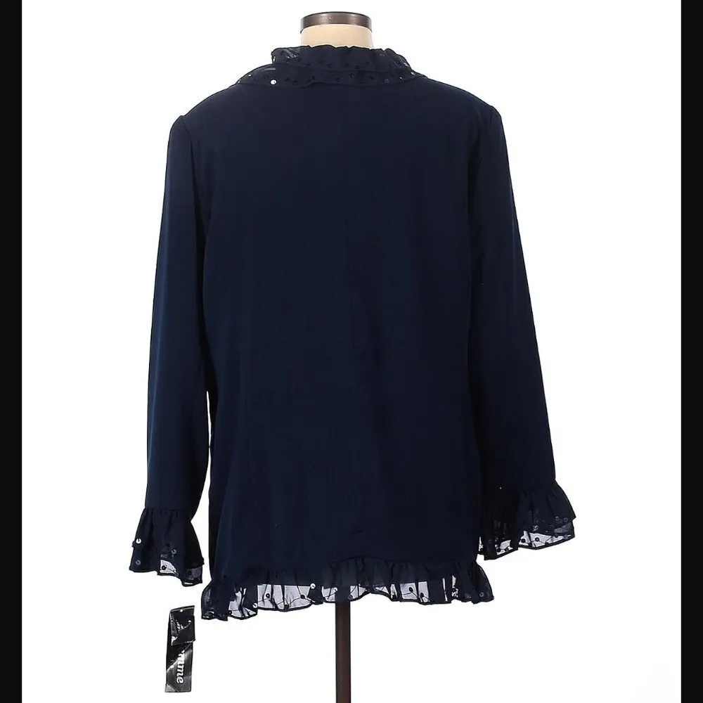 La Femme Formal Jacket Navy Blue Sequins - Image 2