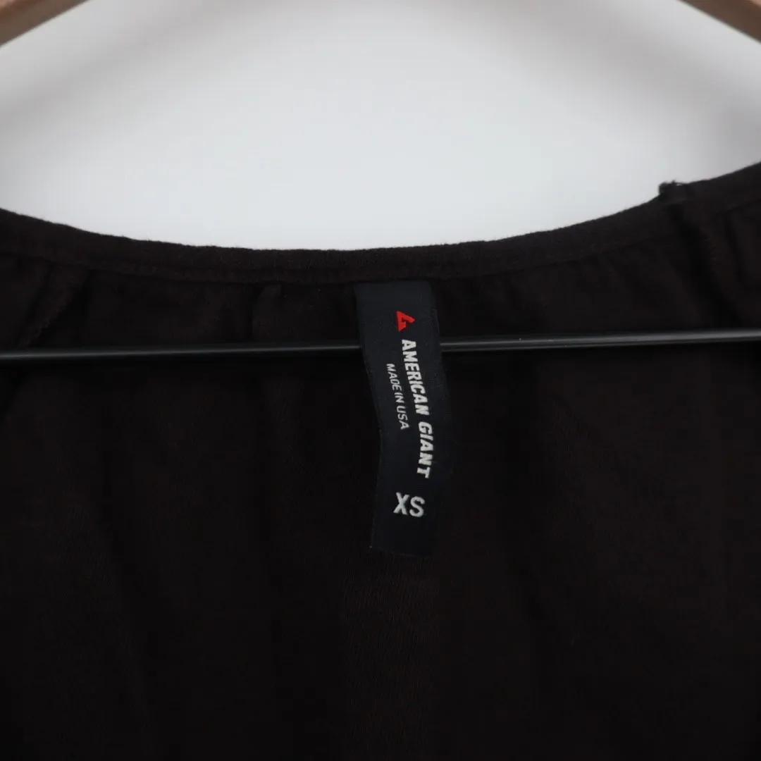 American Giant Black 3/4 Sleeve V Neck Cotton Top Women's XS Made in USA - Image 3
