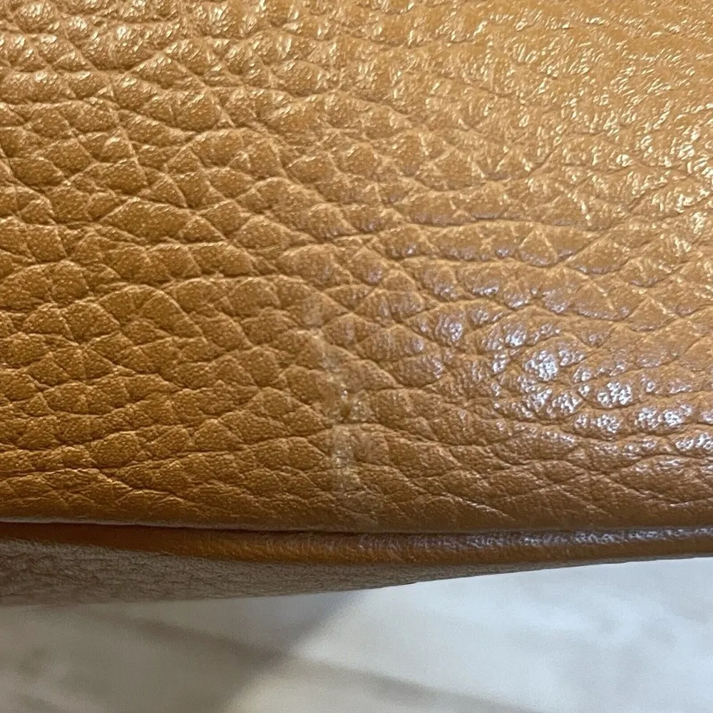 Tignanello Tan Leather Handbag Double Handle Purse Silver Buckles Magnetic Close Brown - Image 8