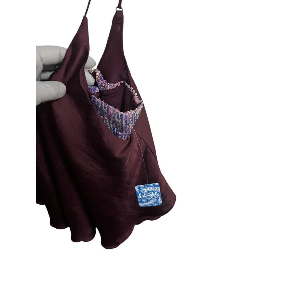 Free People Top Womens XS Purple Adjustable Layered Sequins Party Festival - Image 7