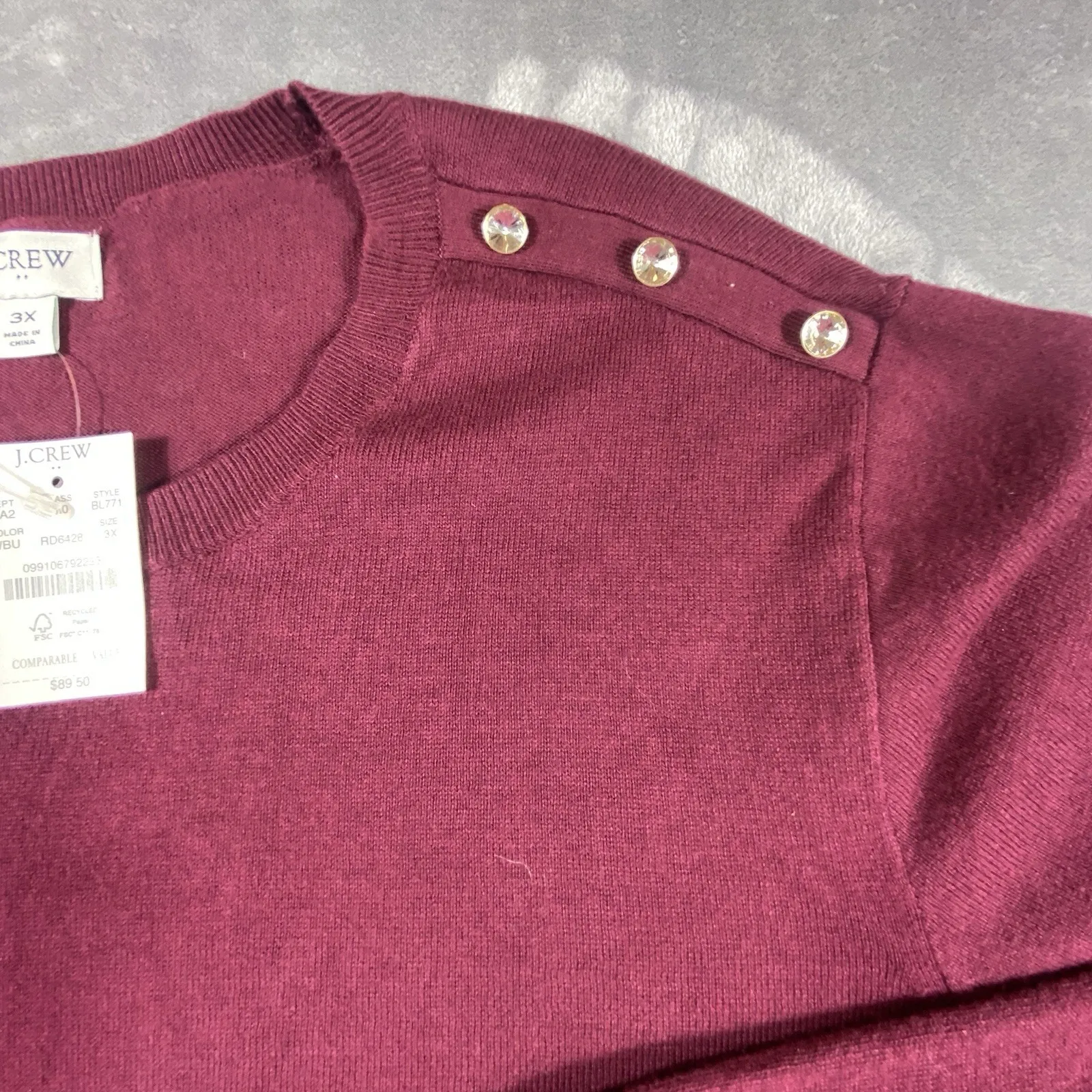 NEW J. Crew Womens 3X Purple Ruffle Pullover Dressy Sweater Gold Buttons Holiday Size undefined - Image 3