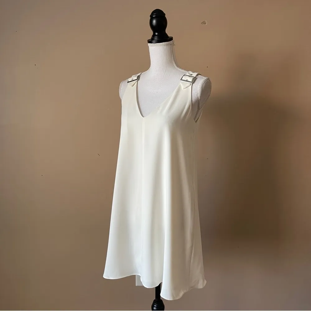 AMANDA UPRICHARD | Cream V-neck A-line Mini Dress Sz S - Image 23