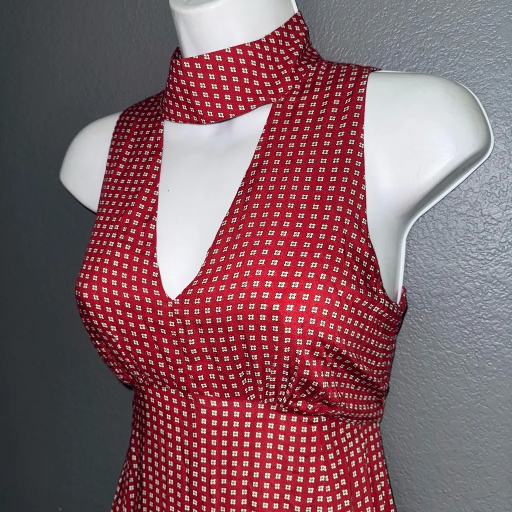 Maeve Anthropologie Red Cut Out V-Neck Spring Jumpsuit Womens XS 0 - Image 6