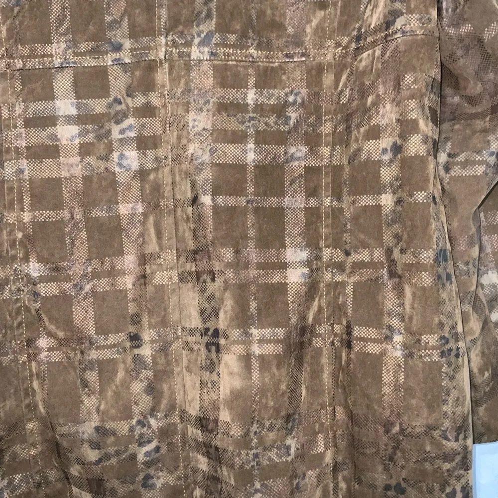 Bamboo Traders Brown Babydoll Animal Print Window Pane Button Front Jacket PM Size undefined - Image 7