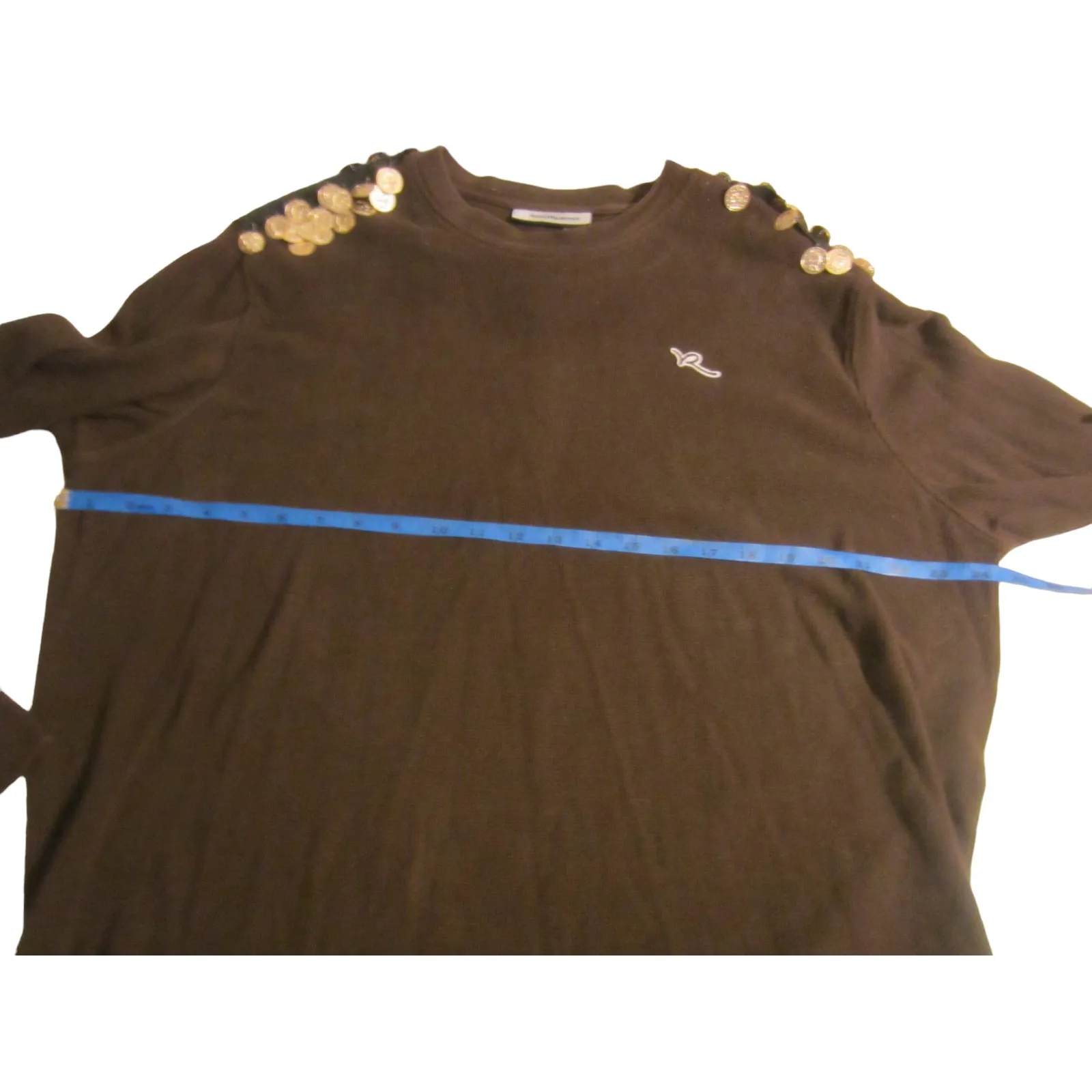 Rocawear Brown Long Sleeve Top Coin Trim Boho Style 3XL - Image 10