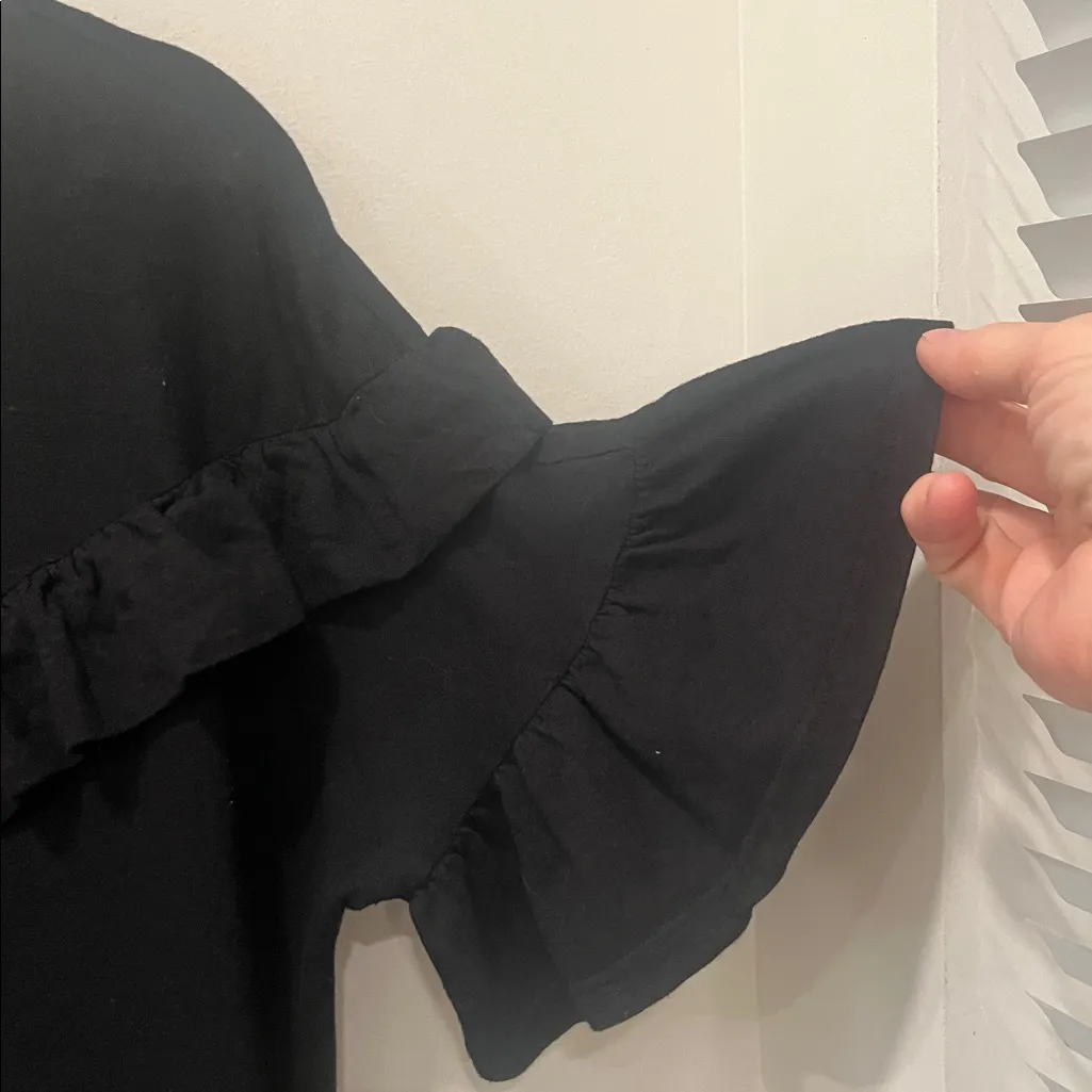 PAIGE Adalie Black Ruffle T-shirt Midi Dress cotton relaxed size medium NWT - Image 9