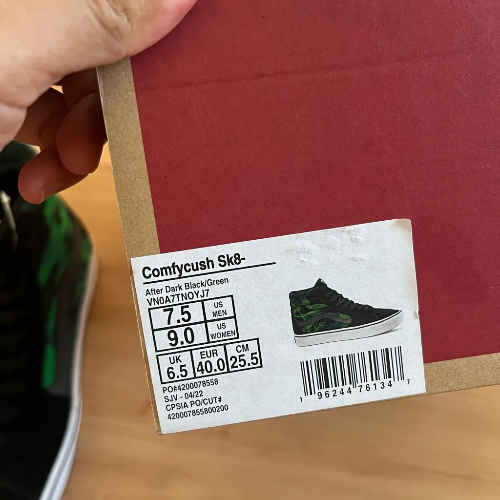 Vans Comfycush Sk8 After Dark Black/Green Women 9.0 US - Image 11