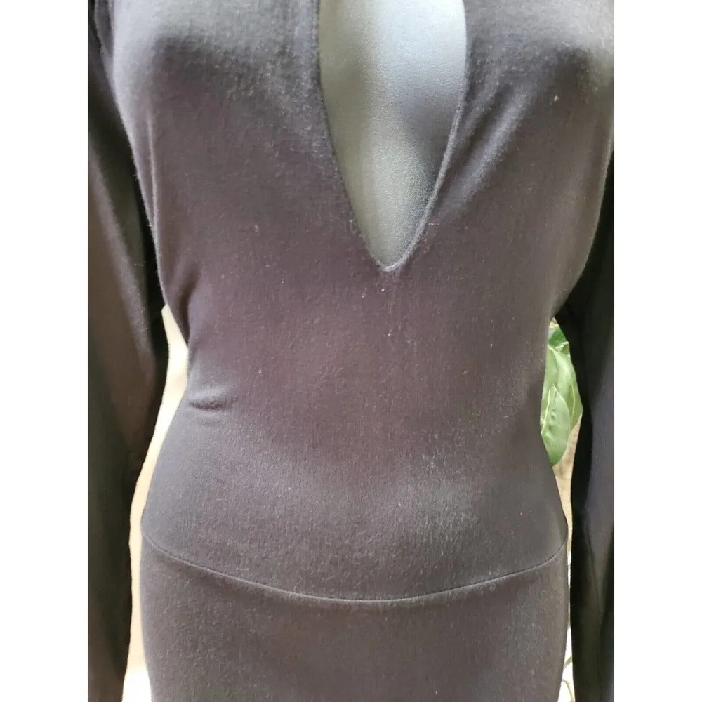 Sexy Diva Women Black Polyester Mock Neck Long Sleeve Knee Length Dress Size 2XL - Image 3