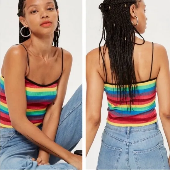Topshop Rainbow Striped Tank Top | Size 4 - Image 2