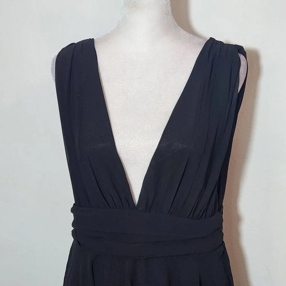 Lulus Black Tiered Maxi Dress NWOT Size Medium Black Prom Dress - Image 4