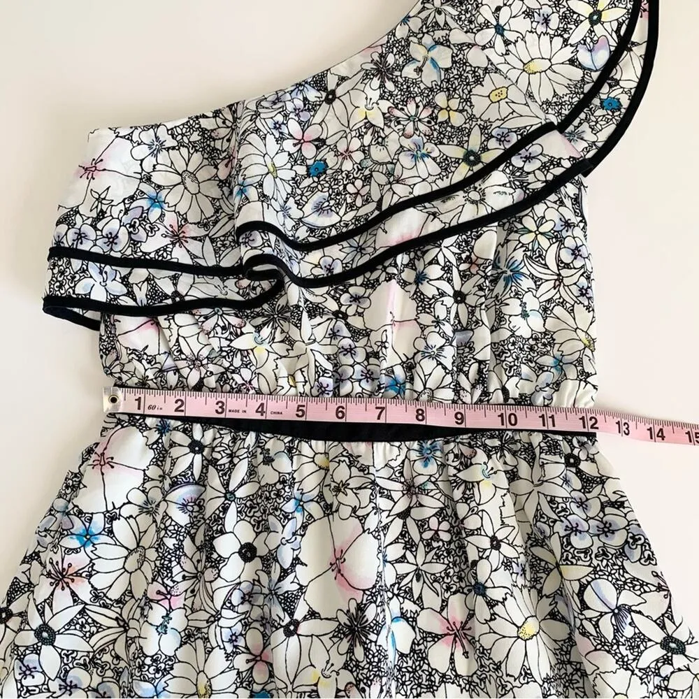 Likely Contour Daisy Delbarton Floral Asymmetrical Ruffle One Shoulder Dress 0 - Image 5