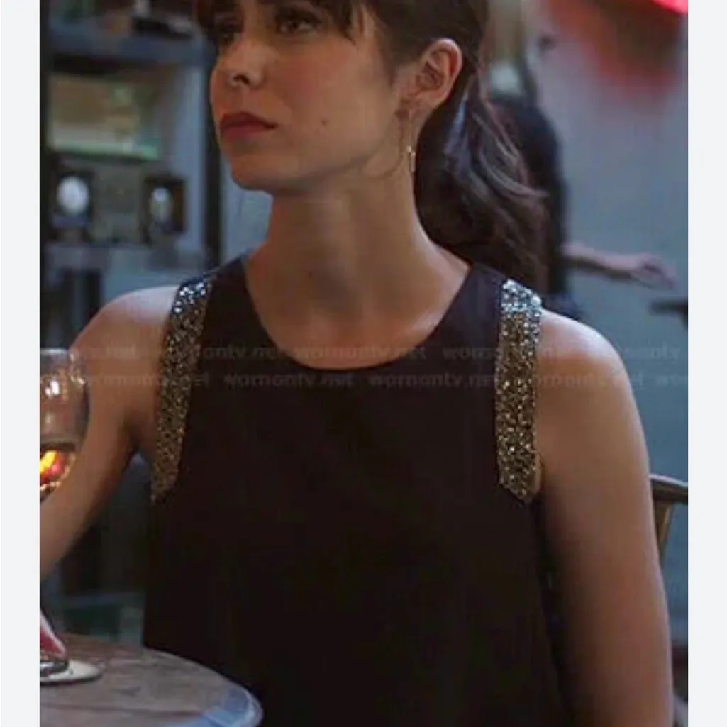 Astr Black Tank Top with Glitter Straps - Image 3