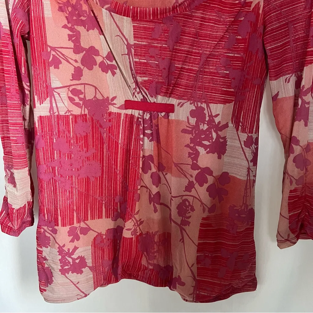 DKNY top women’s size medium sheer pink floral long sleeve blouse VTG Y2K - Image 6